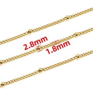 Chaîne à billes en acier doré perles 2,8mm et chaîne gourmette 1,8mm pour bijoux