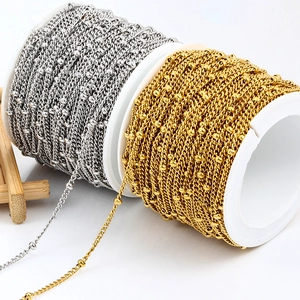 Chaîne Gourmette à Billes Satellite en Acier Inoxydable pour Création Bijoux DIY Hypoallergénique Inaltérable Plaqué sous Vide