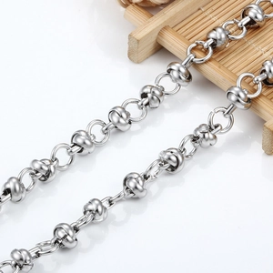 Gepolijste zilveren roestvrijstalen knoopketting voor DIY-sieraden, kettingen en armbanden