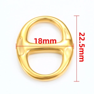 Accessorio per gioielli ovale in acciaio inossidabile dorato, 18 mm per 22,5 mm