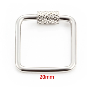 Detailed 20mm square stainless steel screw clasp with textured anti-slip grip