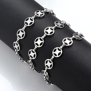 DIY stainless steel link chain with geometric hollow circle design for jewelry making