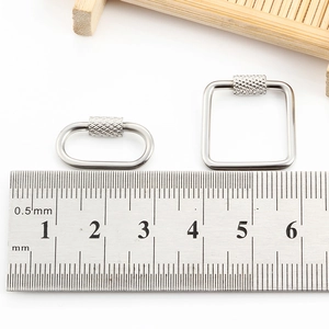 Stainless steel screw lock connectors in square and oval shapes with textured nuts