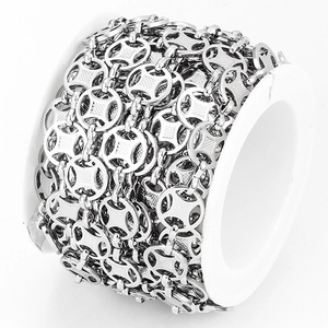 Industrial spool of silver stainless steel Triomphe pattern chain for DIY jewelry design
