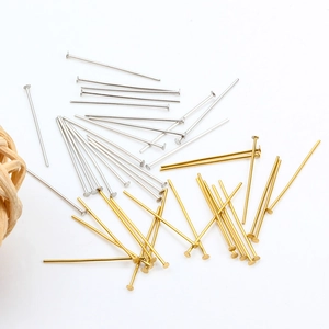 Gold and silver stainless steel flat head pins for DIY jewelry making and beading projects