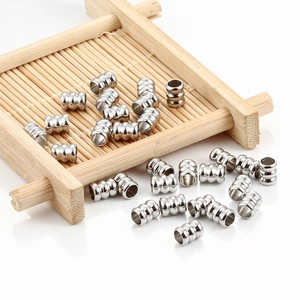 Perles d'Espacement en Acier Inoxydable Triple Anneau Cylindrique Perles en Vrac pour Fabrication de Bijoux Bracelet Collier DIY
