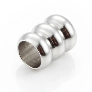 Perle d'espacement à trois anneaux en acier inoxydable poli pour création de bijoux DIY