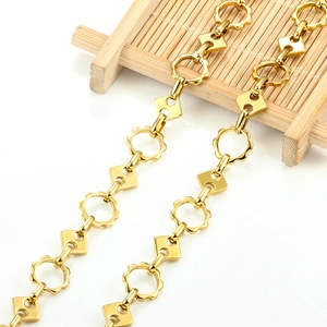 Cadena de acero inoxidable dorado con eslabones de engranaje para joyería DIY y collares