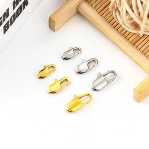 Polished gold and silver stainless steel lobster clasps in three sizes for DIY jewelry making