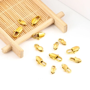 Polished gold stainless steel lobster claw clasps in various sizes for DIY jewelry
