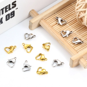 Chiusura a moschettone a forma di cuore in oro e argento per gioielli fai da te