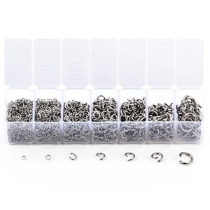 7-grid organizer box with various sizes of stainless steel jump rings for DIY jewelry