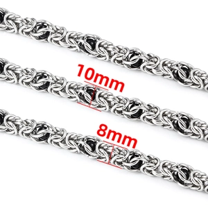 Edelstahl-Drachenknochenketten mit schwarzen Perlen in Breiten von 8 mm und 10 mm