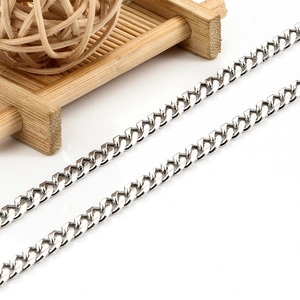 Sleek stainless steel Cuban link chain with detailed six-sided grinding for DIY jewelry