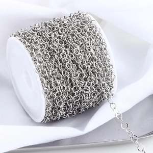 Stainless Steel Closed Round Link Chain For DIY Jewelry Making Necklaces Bracelets Clothing Accessories Silver Tone Spool Packed