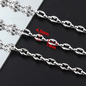 Polished silver stainless steel Gucci Link chain 7mm width and 4.5mm thickness