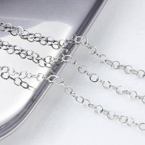 High polished silver stainless steel round link chain for DIY jewelry making and necklaces