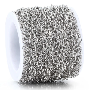 Bulk spool of stainless steel round link chain for DIY jewelry making and crafts