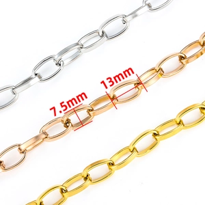 Cadenas de eslabones cuadrados de acero inoxidable pulido en plata, oro rosa y oro