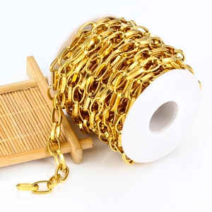 Cadena de eslabones ovalados de acero dorado para creación de joyas DIY y manualidades