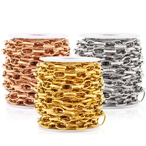 Cadena de Cruz Cuadrada de Acero Inoxidable para DIY Joyería Oro Oro Rosa Galvanizado Eslabones de Metal para Collares Pulseras
