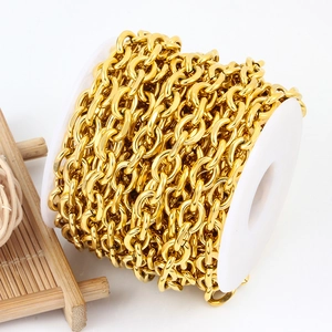 Carrete de cadena de eslabones de acero inoxidable dorado para joyería y bolsos DIY