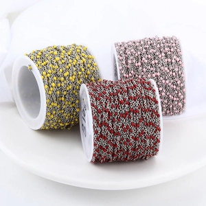 Tres rollos de cadenas de acero inoxidable con cuentas de esmalte para bisutería DIY