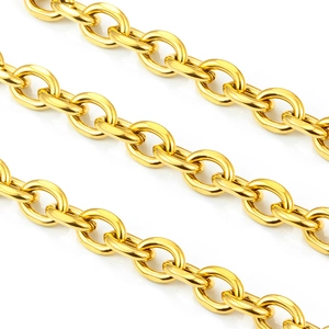 Cadena de eslabones ovalados de acero inoxidable dorado pulido para collares y joyas DIY