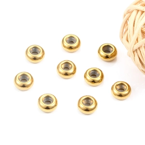 Adjustable golden stainless steel stopper beads with silicone inserts for DIY jewelry making