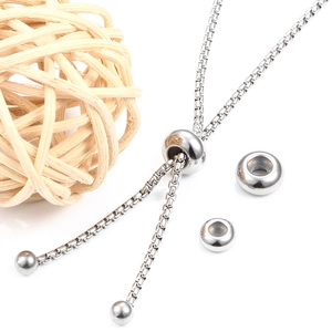 Stainless Steel Adjustable Stopper Beads With Silicone Rubber Ring Silver Gold Color Round Spacer Beads For DIY Jewelry Making