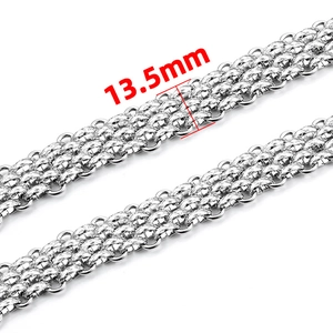 13,5 mm drielaagse Cubaanse ketting van zilver roestvrij staal voor DIY-sieraden