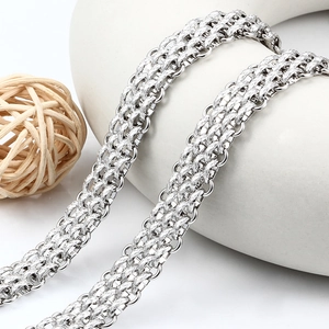 Brede Roestvrij Stalen Reliëf Drie Rij Cubaanse Ketting Voor Mannen DIY Hip Hop Punk Sieraden Accessoires Armband Ketting Tas Ketting