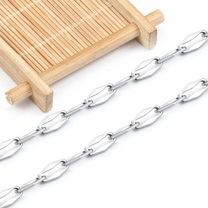 Rhombus link silver stainless steel chain necklace with geometric hollow design