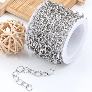 Stainless Steel Indented Oval Link Chain Spool For DIY Jewelry Making Necklace Bracelet Accessory Minimalist Steel Jewelry Chain
