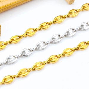 Cadenas de eslabones de granos de café en acero inoxidable dorado y plateado