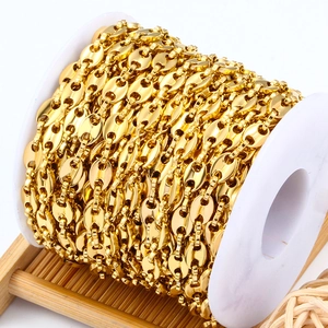 Cadena de Eslabones de Grano de Café de Acero Inoxidable Diseño Nariz de Cerdo para Collar Pulsera Joyería DIY Oro Plata