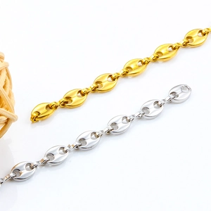 Pulseras de cadena de ancla de grano de café en acero inoxidable pulido oro y plata
