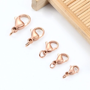 Fermoirs mousquetons en acier inoxydable or rose en cinq tailles pour création de bijoux