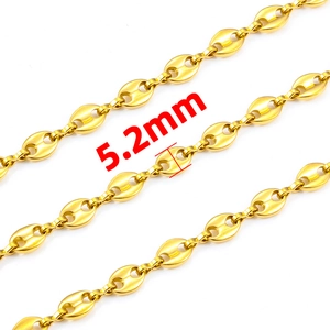 Cadena de granos de café de acero inoxidable dorado de 5,2 mm con acabado pulido