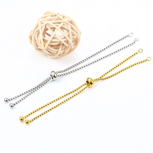 Adjustable box chain bracelets in gold and silver finish with sliding closure