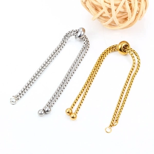 Adjustable 18K gold and silver plated box chain bracelet with sliding bead closure
