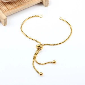Adjustable Stainless Steel Box Chain Bracelet Extension Slider Chain With Double Hanging Beads DIY Jewelry Findings Components