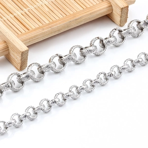 Textured stainless steel pearl chain necklace with industrial punk style link design