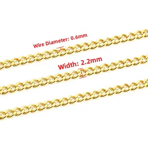 Goldene Edelstahl-Panzerkette 2,2 mm Breite 0,6 mm Dicke für DIY Schmuckherstellung