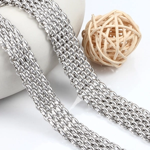 Chaîne à Maillons Cubains Multirangs en Acier Inoxydable pour la Fabrication de Bijoux DIY Bandoulière de Sac Bracelet de Montre Accessoires Punk