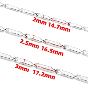 Catena a maglie in acciaio lucido da 2mm, 2,5mm e 3mm per creazione gioielli fai da te