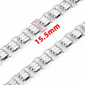 Maillon de chaîne modulaire à trois rangées en acier inoxydable de 15,5mm pour bijoux DIY