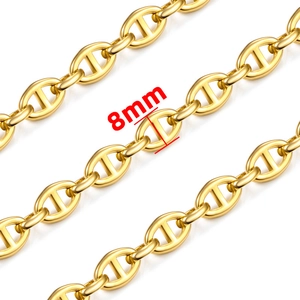 Catena a maglie ancora dorata da 8mm in acciaio inossidabile con finitura a specchio
