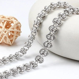 Chaîne à Maillons Circulaires en Acier Inoxydable Style Byzantin Fait Main pour Création de Bijoux Collier Bracelet Punk