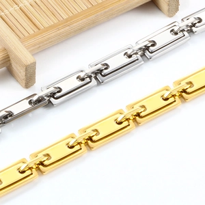 Bracelets à maillons carrés minimalistes en acier inoxydable doré et argenté